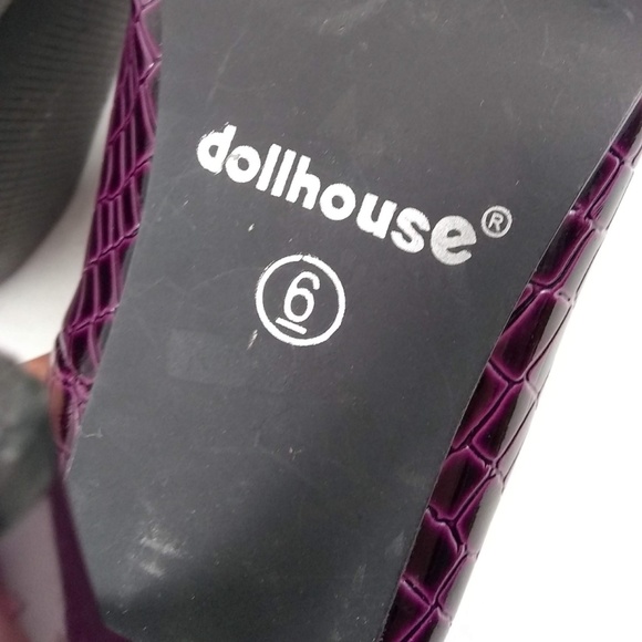 Dollhouse Stiletto Heels Purple Snakeskin Print Size 6 - Picture 5 of 6